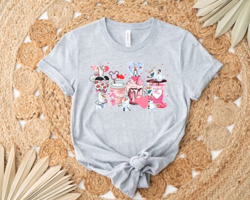 Disney Frozen Character Coffee Latte Shirt, Olaf Pink Drink Shirt, Olaf Coffee Drink Valentine Day Shirt, Valentines Shirt