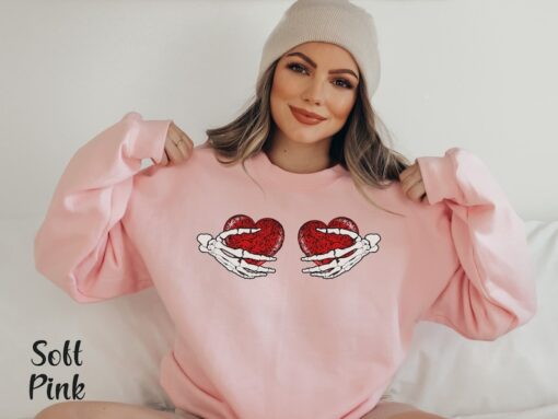 Anti Valentine Sweatshirt Galentines Day Shirt Matching Valentine Shirt Galentine Day Shirt Valentine Skeleton Shirt Valentine Heart Shirt