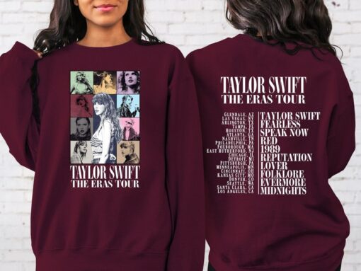 Taylor Swift Sweatshirt, Two Sided The Eras Tour Concert Sweatshirt, Taylor Swift Eras Tour Movie Sweatshirt