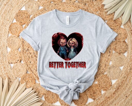 Chucky And Bride Couple Shirt, Horror Movie Character Honey Moon Shirt, Chucky And Tiffany Shirt, Scary Movies, Fall Spooky Season Shirt