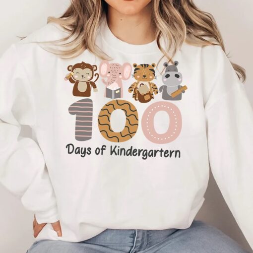 Cute Animal Happy 100 Days of School Shirt, Safari Kids 100th Day of School, Teacher Gift, Coffee and Chaos