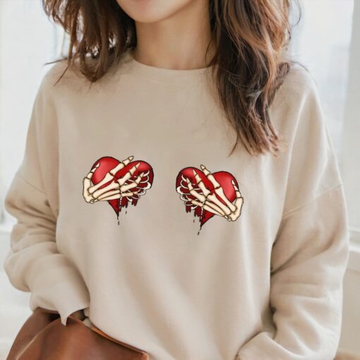 Skeleton Hearts Valentine Sweatshirt: Valentine Sweatshirt, Valentine Days Sweatshirt, Skeleton Sweatshirt, Valentines Gift, Crewneck