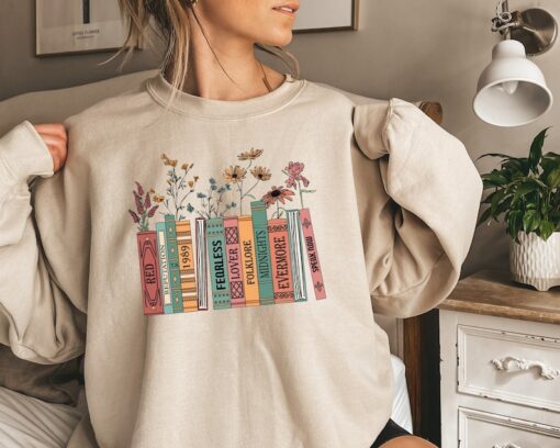 Albums As Books Sweatshirt, Trendy Aesthetic For Book Lovers, Crewneck Sweater, Folk Music Hoodie, Country Music Hoodie