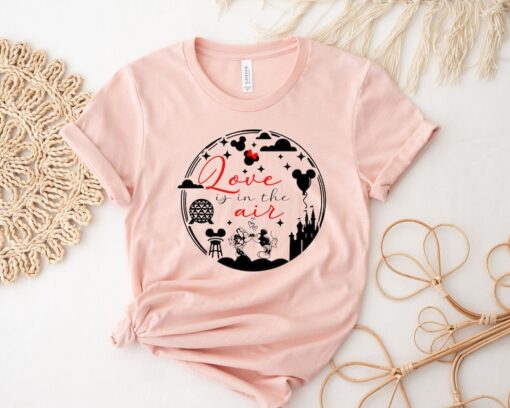 Disney Love Is In The Air Valentine's Day Shirt, Disney Honey Moon Couple Shirt, Disney Mickey And Minnie Love Shirt