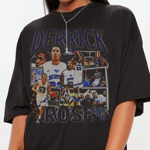 Vintage 90s Basketball Bootleg Style T-Shirt, Derrick Rose Graphic Tee, Derrick Rose Shirt, Retro Basketball Shirt