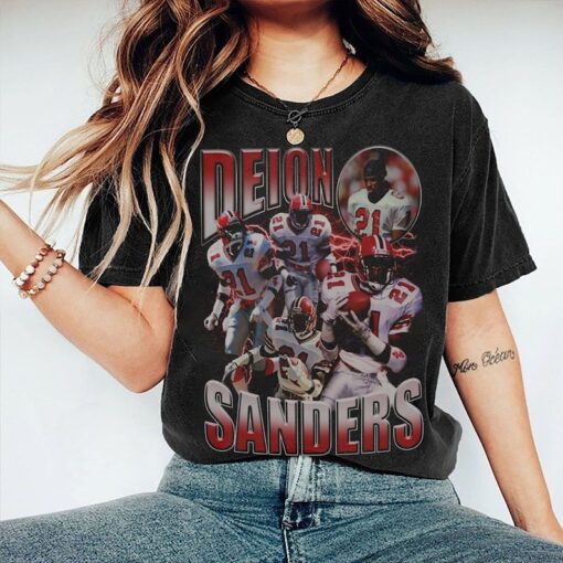 Vintage 90s Graphic Style Deion Sanders T-Shirt, Deion Sanders Shirt, Retro Deion Sanders Oversized Football Bootleg Tee