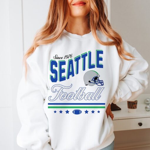 Seattle Football Retro Sweatshirt Seattle T-Shirt Gameday Apparel Seattle Sweater Seattle Shirt Gift Vintage 80s