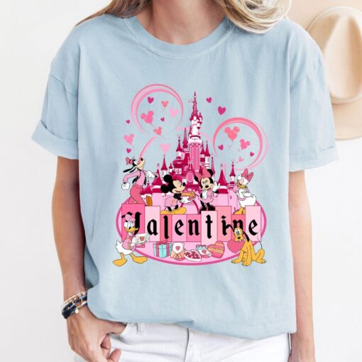 Comfort Colors® Mickey And Friends Valentines, Disneyland Valentines Day Shirt, Valentines Disney Family Tee, Disney Castle Shirt