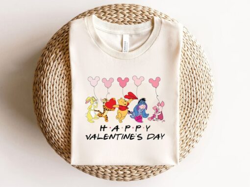 Vintage Winnie Valentine's Day Shirt, Happy Valentines Day Sweatshirt, Disney Winnie The Pooh Characters Love Shirt, Pooh Couple Gift Shirt