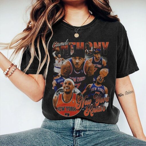 Vintage 90s Basketball Bootleg Style T-Shirt, Carmelo Anthony Graphic Tee, Carmelo Anthony Shirt, Retro Basketball Shirt