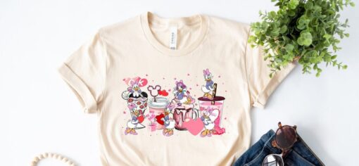 Donald Daisy Duck Valentine Coffee Shirt, Disney Shirts, Valentine's Day Shirt, Gifts For Her, Couples Gifts, Valentines Shirts