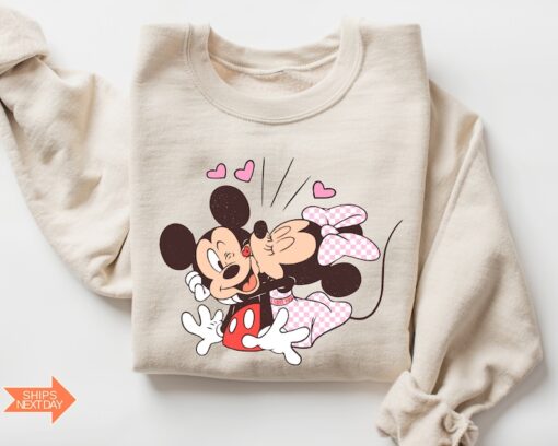 Vintage Mickey and Minnie Sweatshirt, Disney Valentines Day Sweatshirt, Disney Valentine's Day Shirt