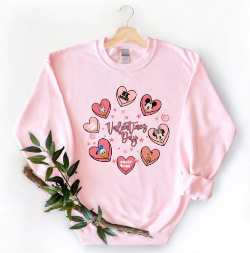 Valentines Day Mickey And Friends Sweatshirt, Valentine Disney Characters Hoodie, Happy Valentine Disney Sweater, Disney Love Hoodie