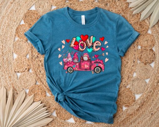 Valentines Gnomes Love Truck Shirt, Gnomes Valentine Truck Shirt, Cute Gnome Couple Shirt, Valentine Gift For Girlfriend, Love Shirt