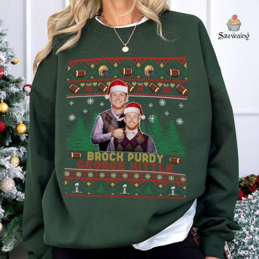 Brock Purdy George Kittle SF Football Ugly Christmas Sweater, The SF Bros, San Francisco, Football Fan Shirt