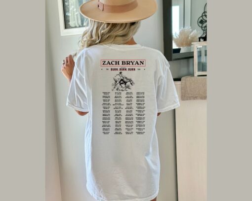 The Burn Burn Burn Tour 2024 Shirt For Fan, Zach Bryan Front and Back Printed, Zach Bryan Concert Fan Shirt