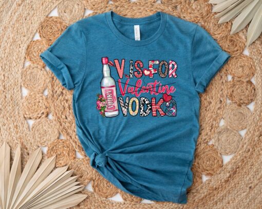 V Is For Valentine Vodka Shirt, Anti Valentine's Day Shirt, Vodka Lover Shirt, Sarcastic Valentine Day Shirt, Valentine's Day Shirt