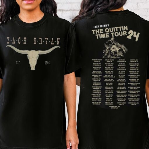 The Quittin Time Tour 2024 Vintage Shirt, Zach Bryan 2 Side Shirt, Zach Bryan Concert 2024 Merch