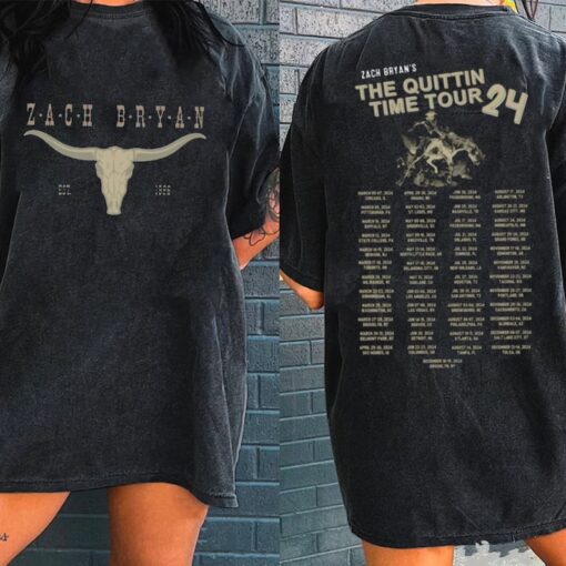 The Quittin Time Tour 2024 Vintage Shirt, Zach Bryan 2 Side Shirt, Zach Bryan Concert 2024 Merch