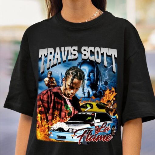 Travis Scott Blocka La Flame Retro 90 Tshirt, Travis Scott JackBoys 90s T Shirt, Vintage Hip Hop Shirt