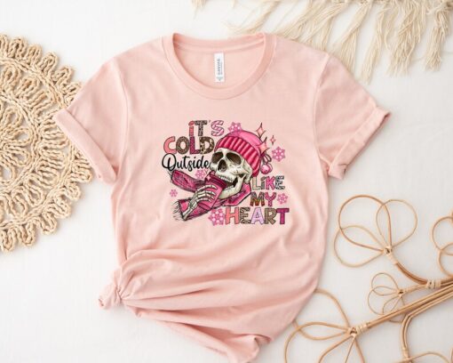 It's Cold Outside Like My Heart Skeleton Shirt, Winter Shirt, Skull Shirt, Cute Skeleton Shirt, Valentine's Day Shirt, Skeleton Shirt