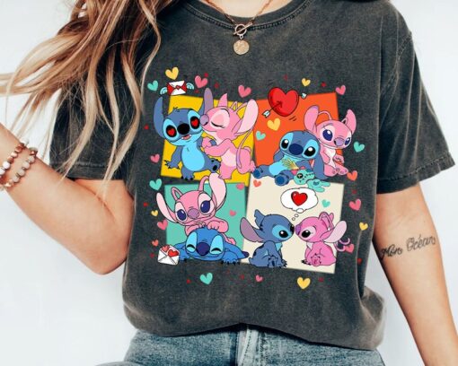 Disney Stitch and Angel Valentines Shirt, Stitch Shirt, Disney Valentine's Day Shirt, Stitch Valentine Shirt