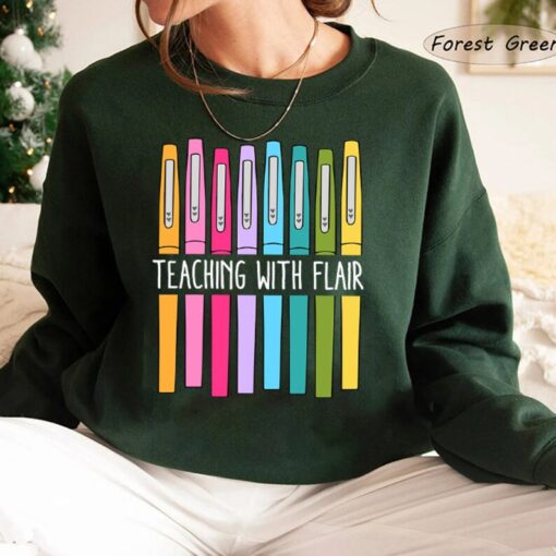 100 days of school, 100th Day Of School Funny Teacher Shirt, Teacher Gift Teaching With Flair Shirt, Teacher Shirt