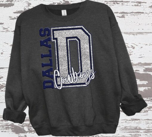 Comfort Colors Glitter Dallas Football Cowboys Football, Family Fan Shirts, Holiday Gifts