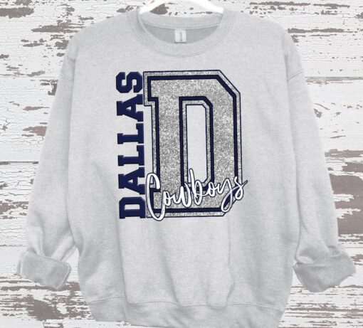 Comfort Colors Glitter Dallas Football Cowboys Football, Family Fan Shirts, Holiday Gifts