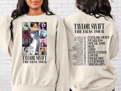 Two Sided The Eras Tour Concert Sweatshirt, Taylor Swift Sweatshirt, Custom Text Sweatshirt, Ts Merch Shirt ,Taylor's Version, Swiftie shirt