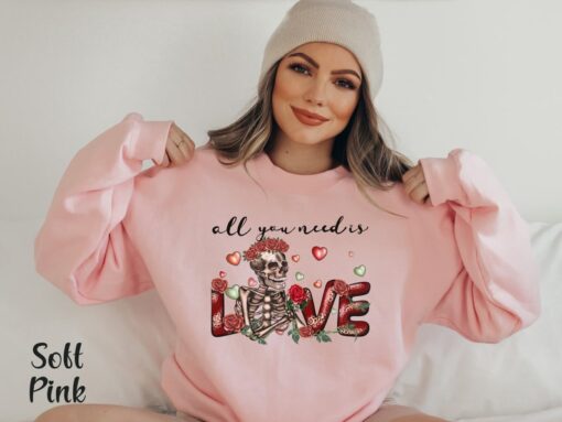 Love Valentine Sweatshirt Valentine Skeleton Sweatshirt Spooky Valentine Day Shirt Valentine Love Shirt Cute Valentine Tshirt Galentines Day