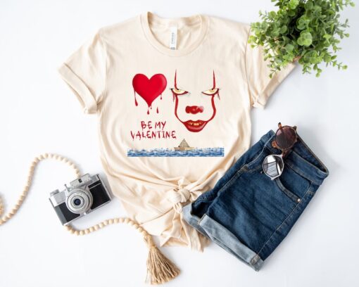 Pennywise Shirt, Be My Valentine Shirt, Horror Movie Character Shirt, Valentine Bloody Heart Shirt, Terrible Valentine Tee