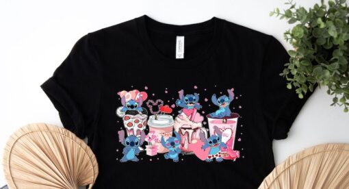 Disney Valetine's Coffee Cup Shirt, Stitch Valentine's Day Tee, Grinch Valentine's Day, Disney Valentine's Day Tee, Stitch Shirt