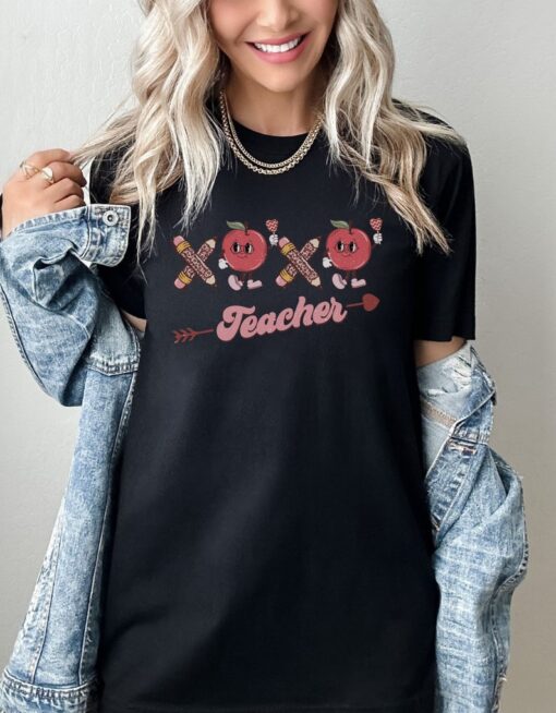 Valentine's Shirt - Love Heart Shirt Teacher Valentine Day Shirt Mom Valentines Valentine Teacher Shirt Gifted Teacher Gift Xoxo Teacher