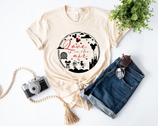 Disney Love Is In The Air Valentine's Day Shirt, Disney Honey Moon Couple Shirt, Disney Mickey And Minnie Love Shirt