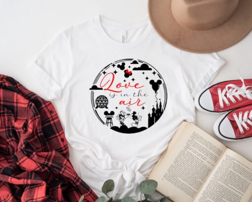 Disney Love Is In The Air Valentine's Day Shirt, Disney Honey Moon Couple Shirt, Disney Mickey And Minnie Love Shirt