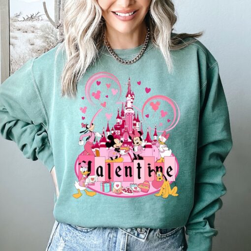 Comfort Colors® Mickey And Friends Valentines, Disneyland Valentines Day Shirt, Valentines Disney Family Tee, Disney Castle Shirt