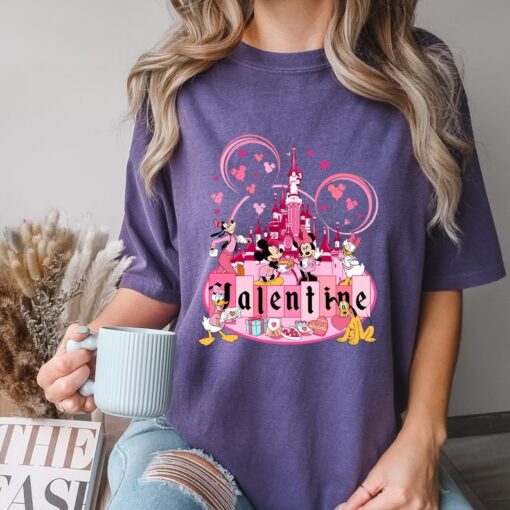 Comfort Colors® Mickey And Friends Valentines, Disneyland Valentines Day Shirt, Valentines Disney Family Tee, Disney Castle Shirt