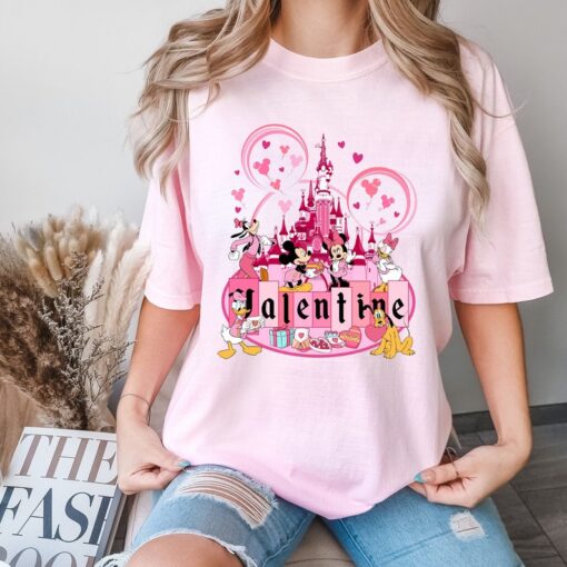 Comfort Colors® Mickey And Friends Valentines, Disneyland Valentines Day Shirt, Valentines Disney Family Tee, Disney Castle Shirt