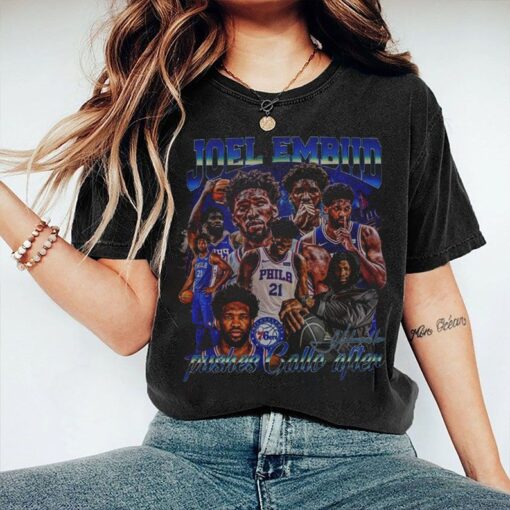 Joel Embiid 90s Style Vintage Bootleg Tee graphic shirt Kansas Basketball Maxey Bootleg Philly Rap The Process