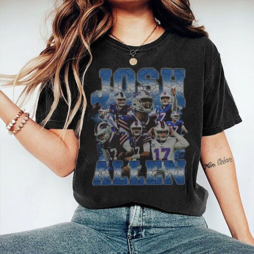 Limited Josh Allen 90s Vintage Bootleg Style Football T-Shirt, Josh Allen Vintage T-Shirt