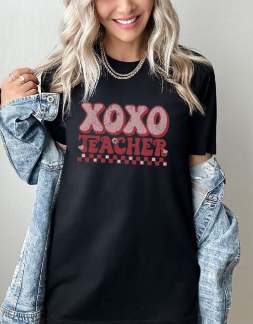 Retro Xoxo Cute Teacher Shirt Valentines Day Shirt Xoxo Valentine Teacher Gift Valentine Teacher Valentine Shirt for Teacher Gift for Her