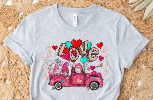 Valentines Gnomes Love Truck Shirt, Gnomes Valentine Truck Shirt, Cute Gnome Couple Shirt, Valentine Gift For Girlfriend, Love Shirt