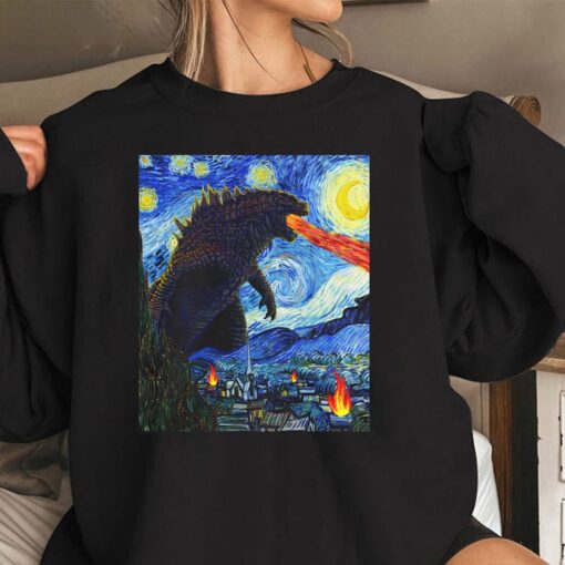 Vintage Godzilla Starry Night T-Shirt, SweatShirt, Hoodie, Godzilla Minus One Movie Unisex Adult Youth Kid's