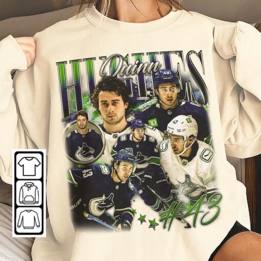 Quinn Hughes Vancouver Ice Hockey Shirt, Canucks Ice Hockey Shirt Christmas Gift