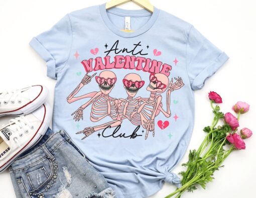 Anti Valentine Club Shirt, Skeleton Valentines Day Shirt, Valentine Shirt, Valentines Day Gift, Happy Valentines Day T-Shirt