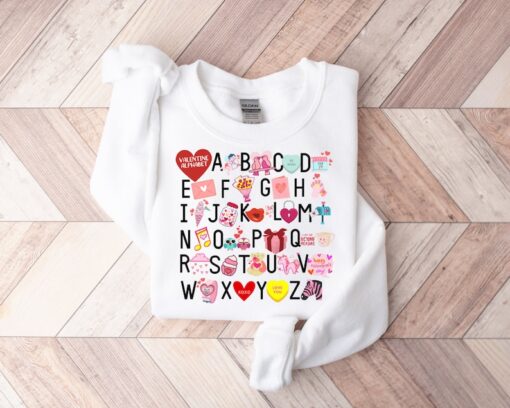 Teacher Valentine Sweatshirt, Teacher Valentines Alphabet Shirt, Valentines Day Shirt For Teachers