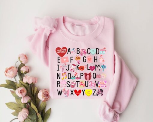 Teacher Valentine Sweatshirt, Teacher Valentines Alphabet Shirt, Valentines Day Shirt For Teachers