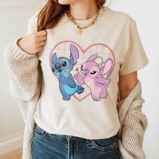 Disney Lilo and Stitch Angel Heart Kisses Shirt, Stitch Angel Valentines Sweatshirt, Lilo & Stitch Shirt