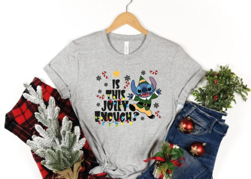 Is This Jolly Enough Disney Shirt, Gift For Christmas, Cute Stitch Shirt, Disney Christmas Vibes, Christmas Theme Stitch Ears, Disney Shirt